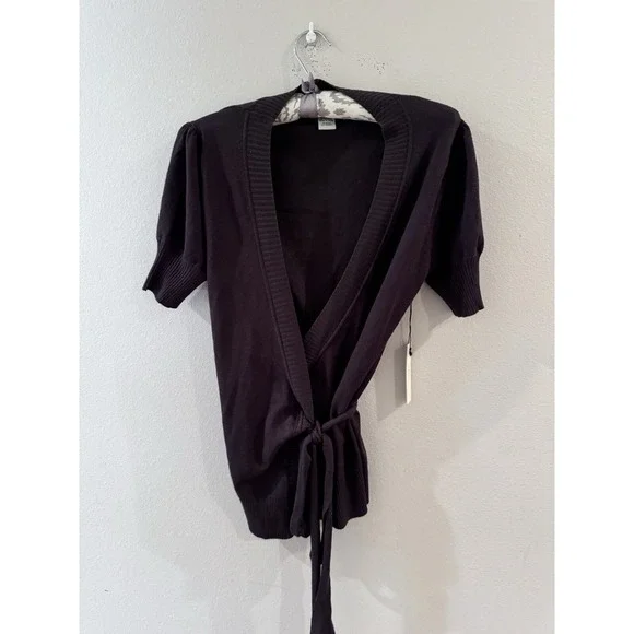 Vertigo Paris Ballet Wrap Sweater Medium Balletcore Classic NEW Chocolate Brown - Picture 2 of 9